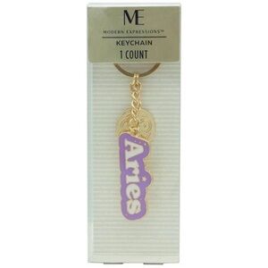 Aries Zodiac Keychain Purple and Gold